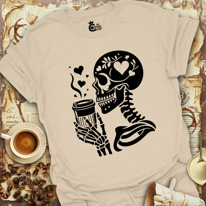 T-Shirt - Skeleton Drinking Coffee