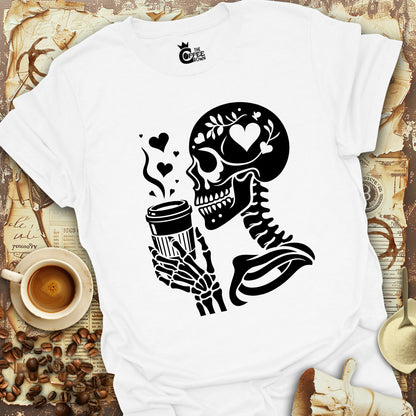 T-Shirt - Skeleton Drinking Coffee