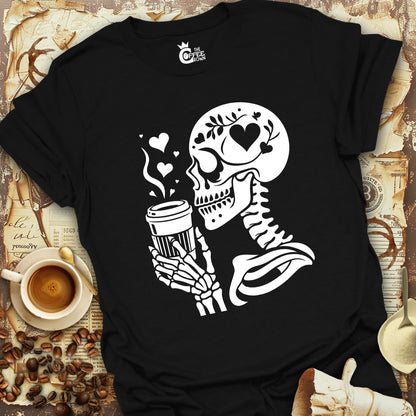 T-Shirt - Skeleton Drinking Coffee