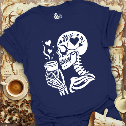 T-Shirt - Skeleton Drinking Coffee