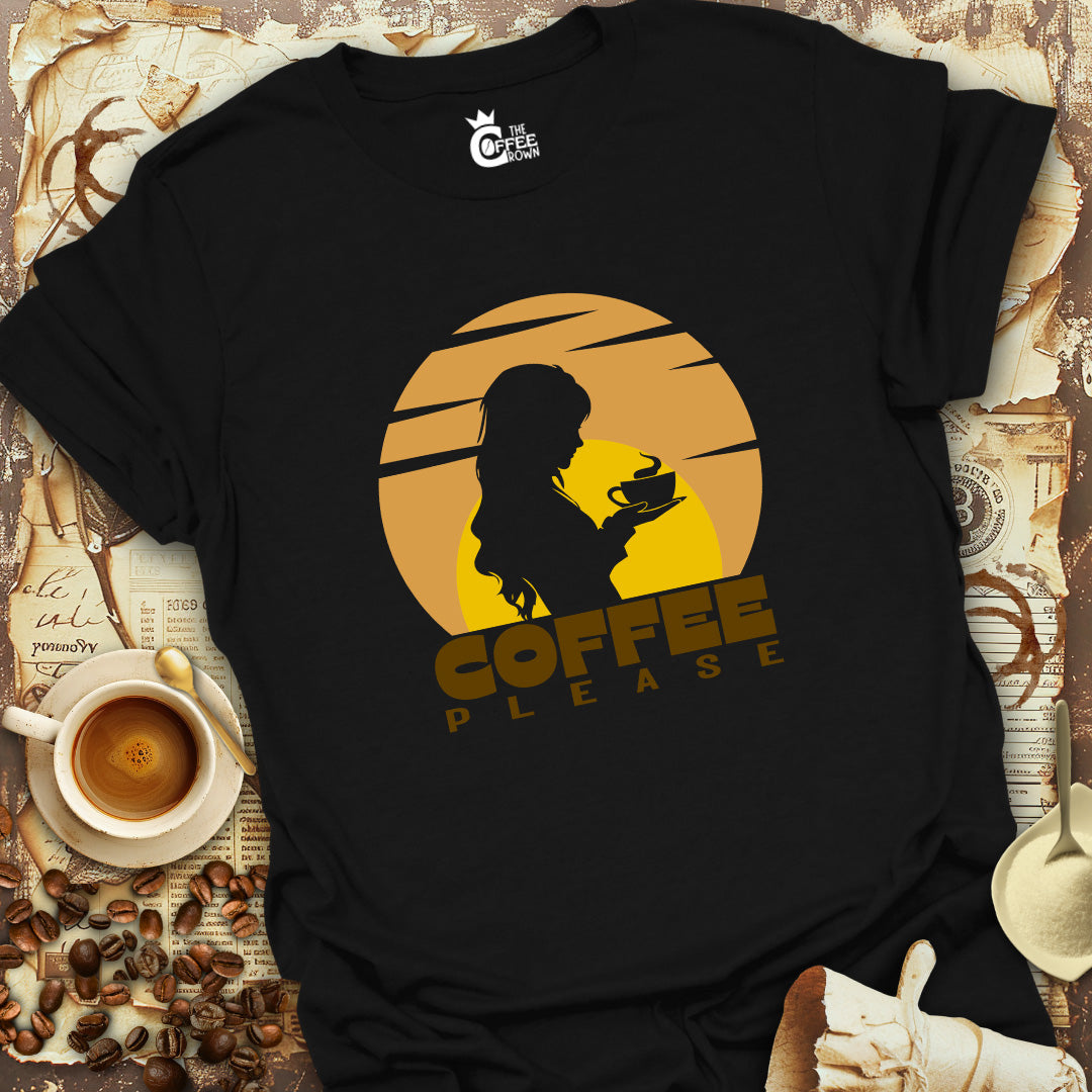 T-Shirt - Coffee Please - Golden