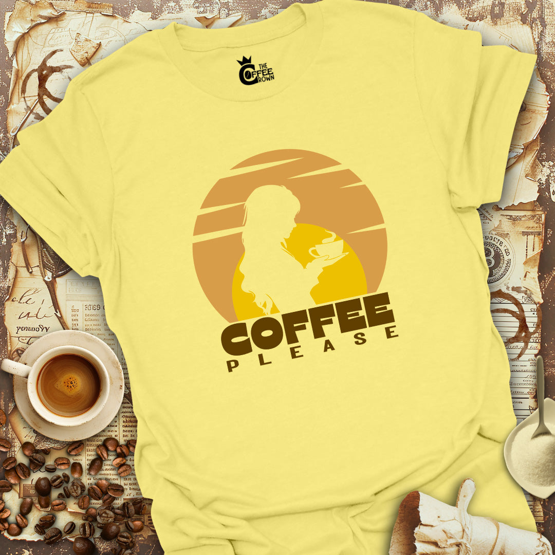 T-Shirt - Coffee Please - Golden