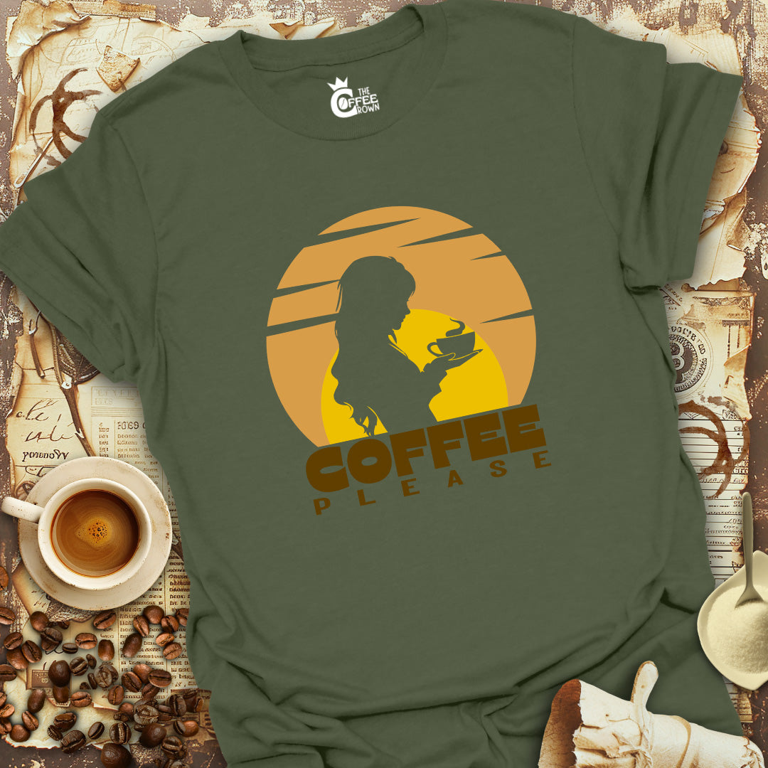 T-Shirt - Coffee Please - Golden