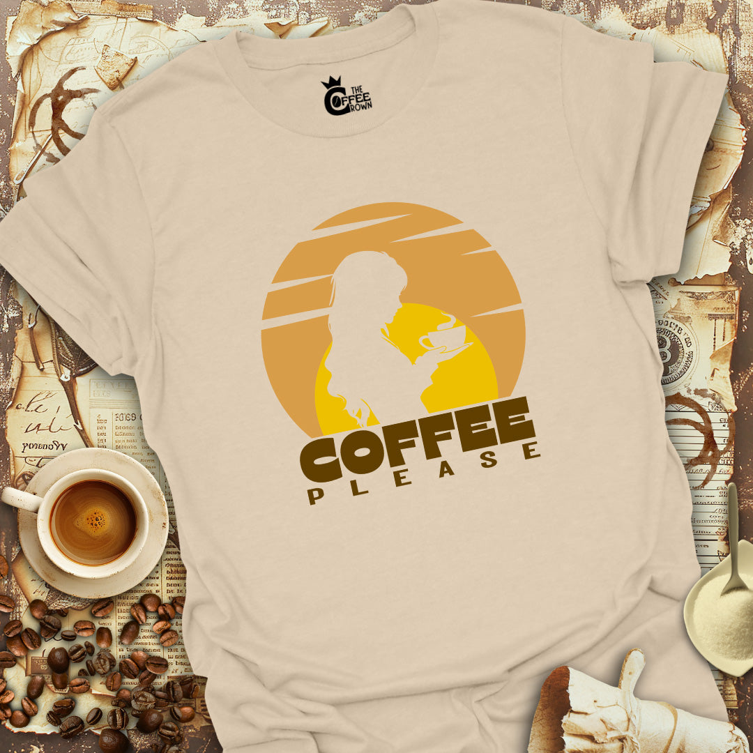 T-Shirt - Coffee Please - Golden